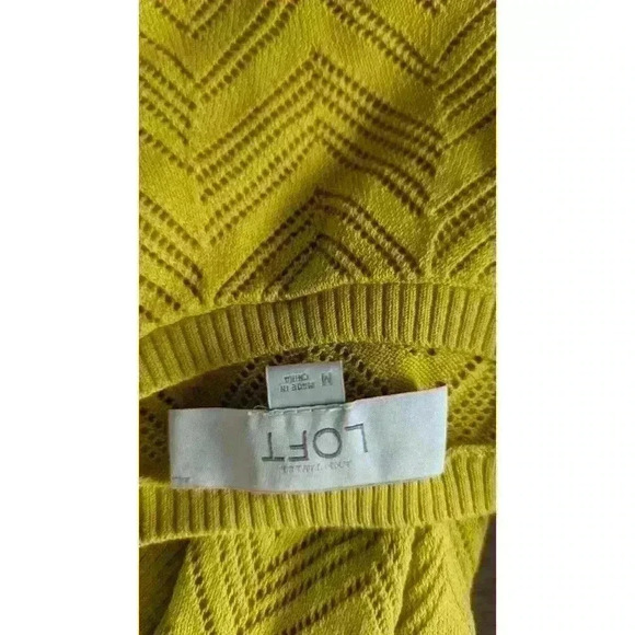 Mustard Yellow 3/4 Sleeve Blouse Embroidered Detail Waist Tie Loft - Picture 3 of 5